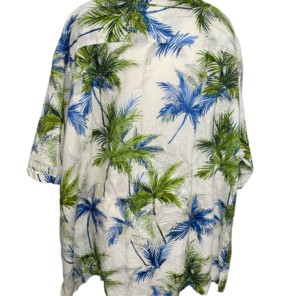 Cubavera Men's Shirt  4XLT Blue/White/Green Button Up Short Sleeve Leaf Print - Picture 8 of 11